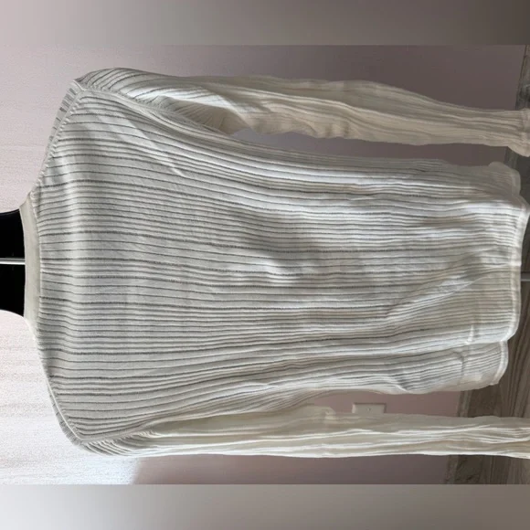 DKNY White Ribbed Cotton Long Sleeve Shirt - Picture 3 of 8